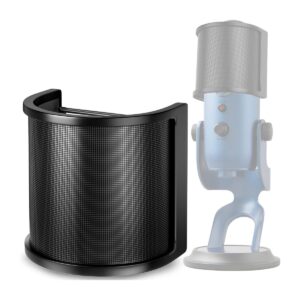 Microphone Pop Filter for Blue Yeti,PEMOTech [Upgraded Three Layers] Metal Mesh & Foam & Etamine Layer Microphone Windsc