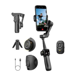 AOCHUAN Gimbal Stabilizer for iPhone w/Bluetooth Remote, 3-axis Phone Stabilizer w/7.8” Extension Rod, AI Face Tracking