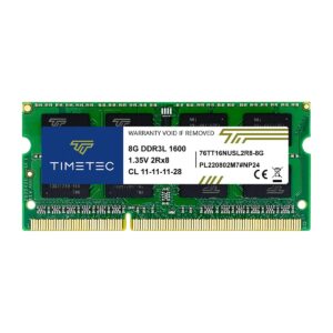 Timetec 8GB DDR3L / DDR3 1600MHz (DDR3L-1600) PC3L-12800 / PC3-12800(PC3L-12800S) Non-ECC Unbuffered 1.35V/1.5V CL11 2Rx