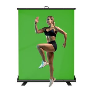 Green Screen Background with Stand, 62.2 x 79 in Portable Collapsible Chroma Key Backdrop, Auto-Locking Wrinkle-Resistan