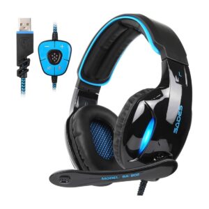 SADES SA902 Stereo Gaming Headset 7.1 USB Surround Sound PC Headsets Over-Ear Gaming Headphones with Microphone LED Ligh