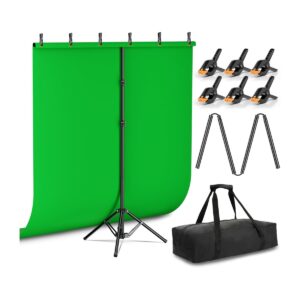 Emart 5x6.5ft Green Screen Backdrop Kit with T-Shape Stand and 6 Clamps