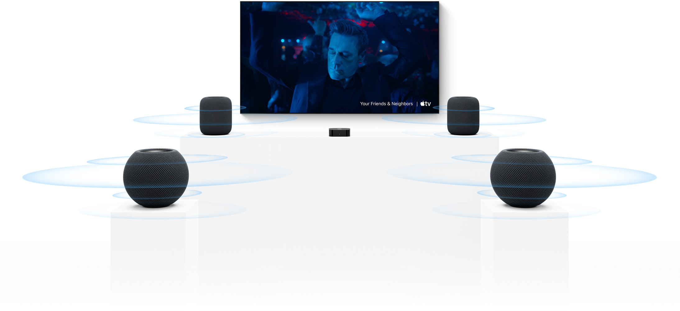 Sonido envolvente con cuatro HomePod
