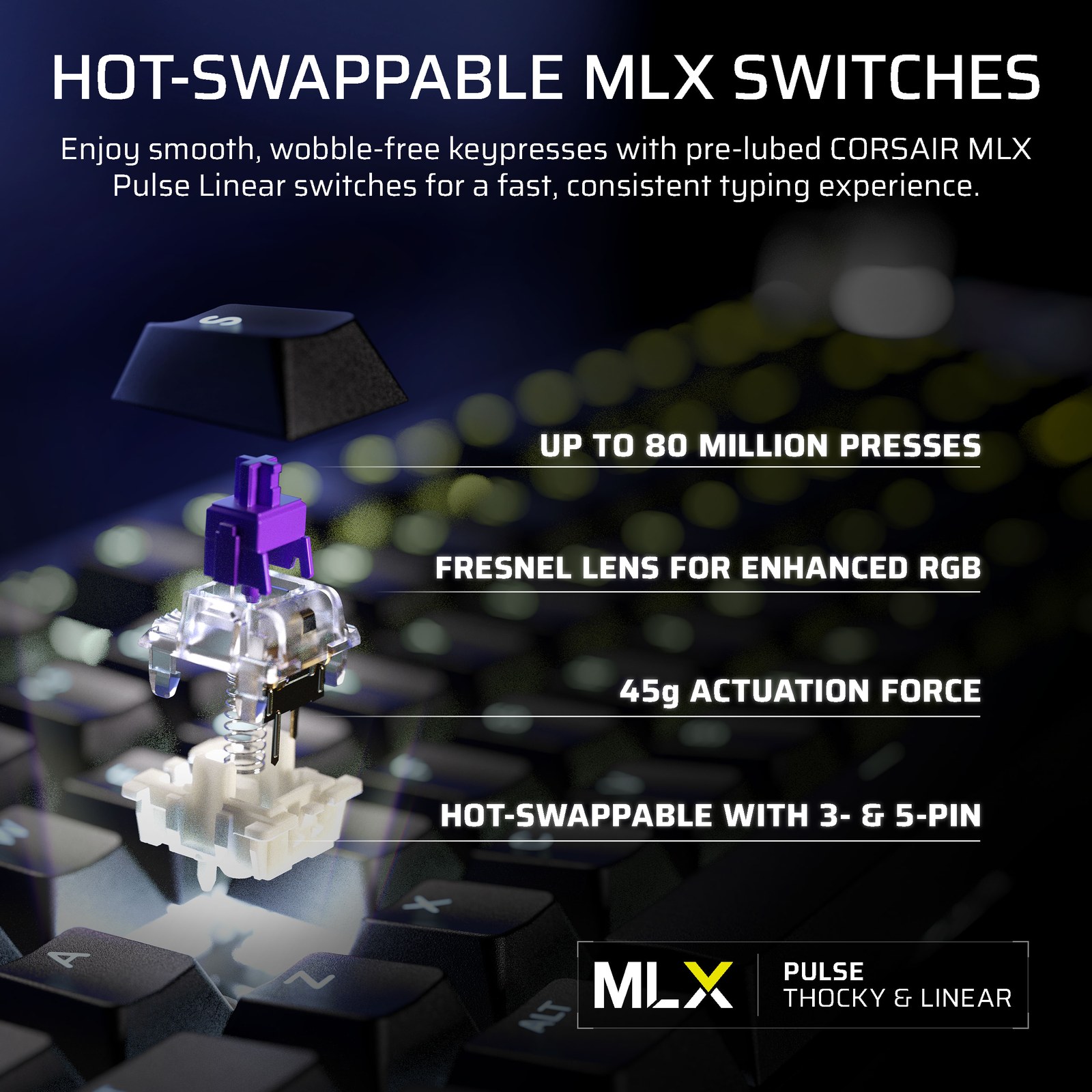 Switches lineales CORSAIR MLX Pulse hot-swap del teclado Galleon 100 SD